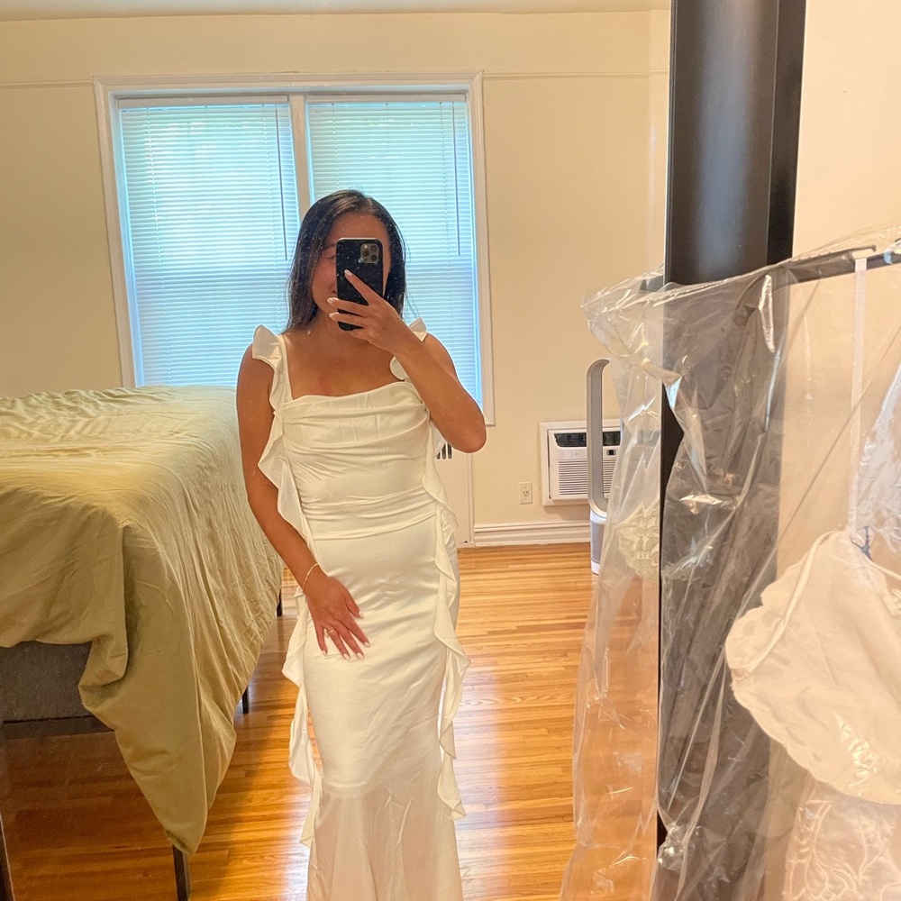 Hello Molly White Maxi Dress with Ruffles